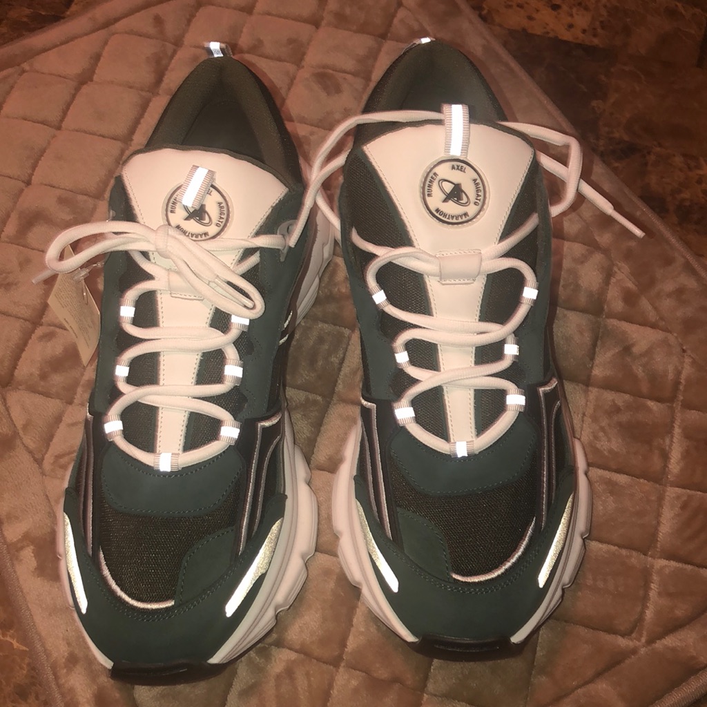 Axel Arigato, Men Sneaker Size 11 Black/Hunter Green/White, Leather/Suede/